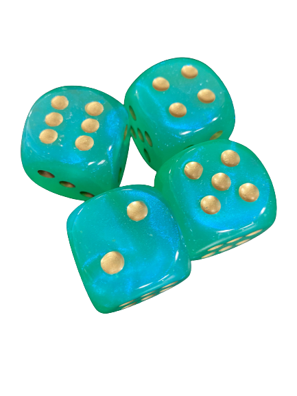 Dice - 4 pk - Spring Green Glitter